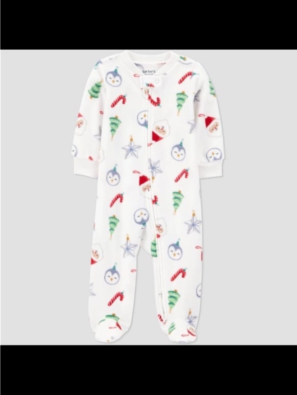 Carter's White Holiday Penguin & Tree Footed Sleeper